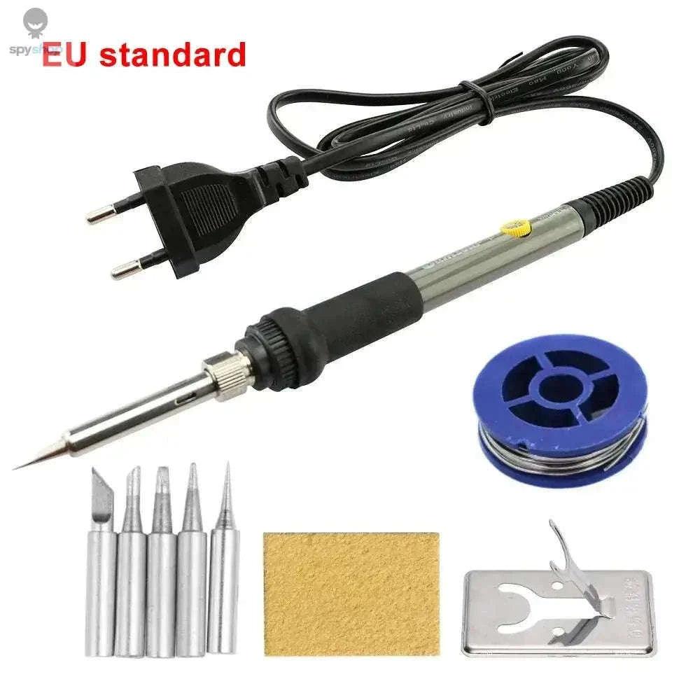 Adjustable Temperature Soldering Iron 60W for DIY Electronics-Gray EU standard