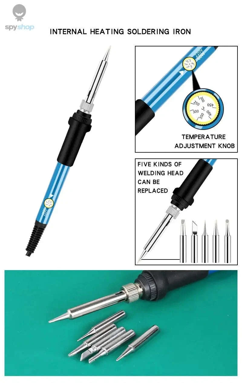 Adjustable Temperature Soldering Iron – 60W Heat Control for DIY Electronics-Gray US standard