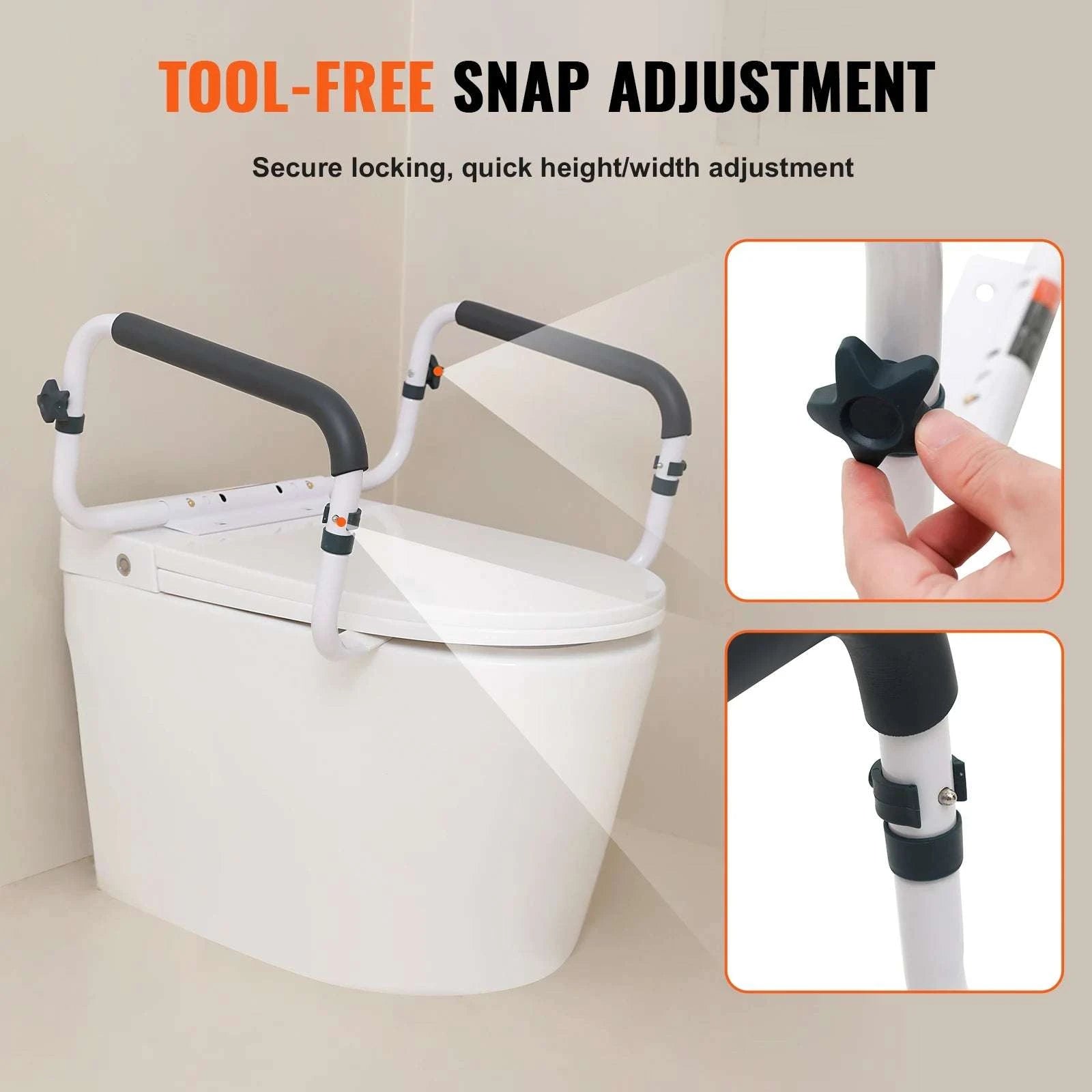 Adjustable Toilet Safety Rail 300 lb Capacity Steel Grab Bars-300lbs / United States