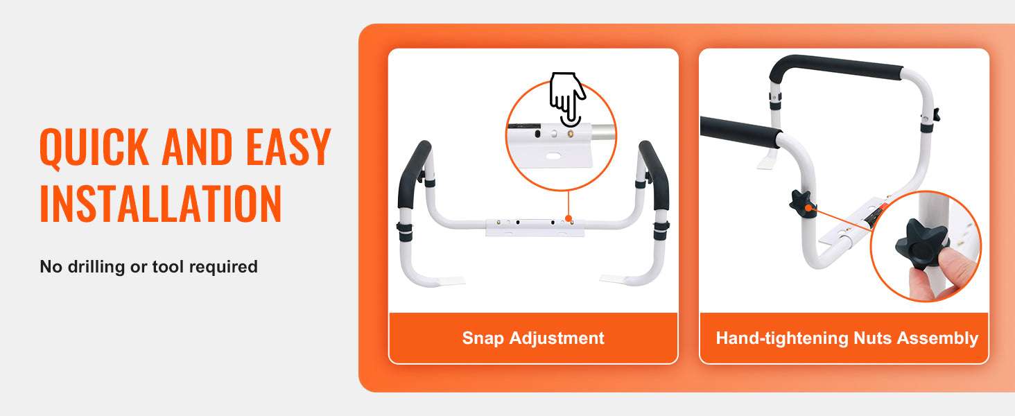 Adjustable Toilet Safety Rail 300 lb Capacity Steel Grab Bars-300lbs / United States