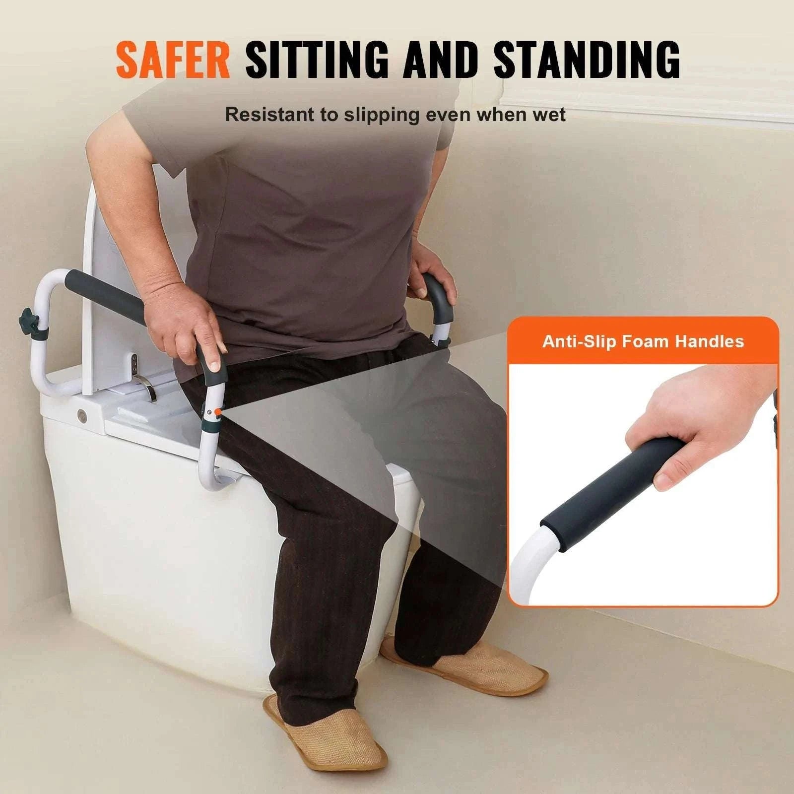 Adjustable Toilet Safety Rail 300 lb Capacity Steel Grab Bars-300lbs / United States