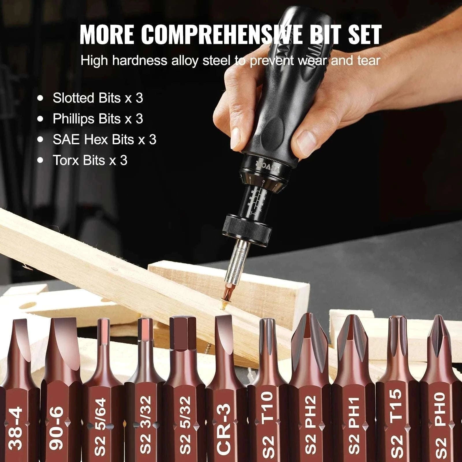 Adjustable Torque Screwdriver 10–70 in-lbs with Bits and Case-france