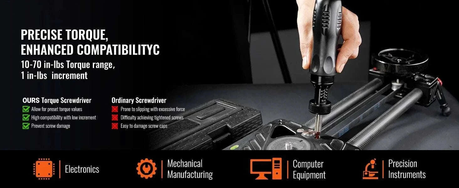 Adjustable Torque Screwdriver 10–70 in-lbs with Bits and Case-france