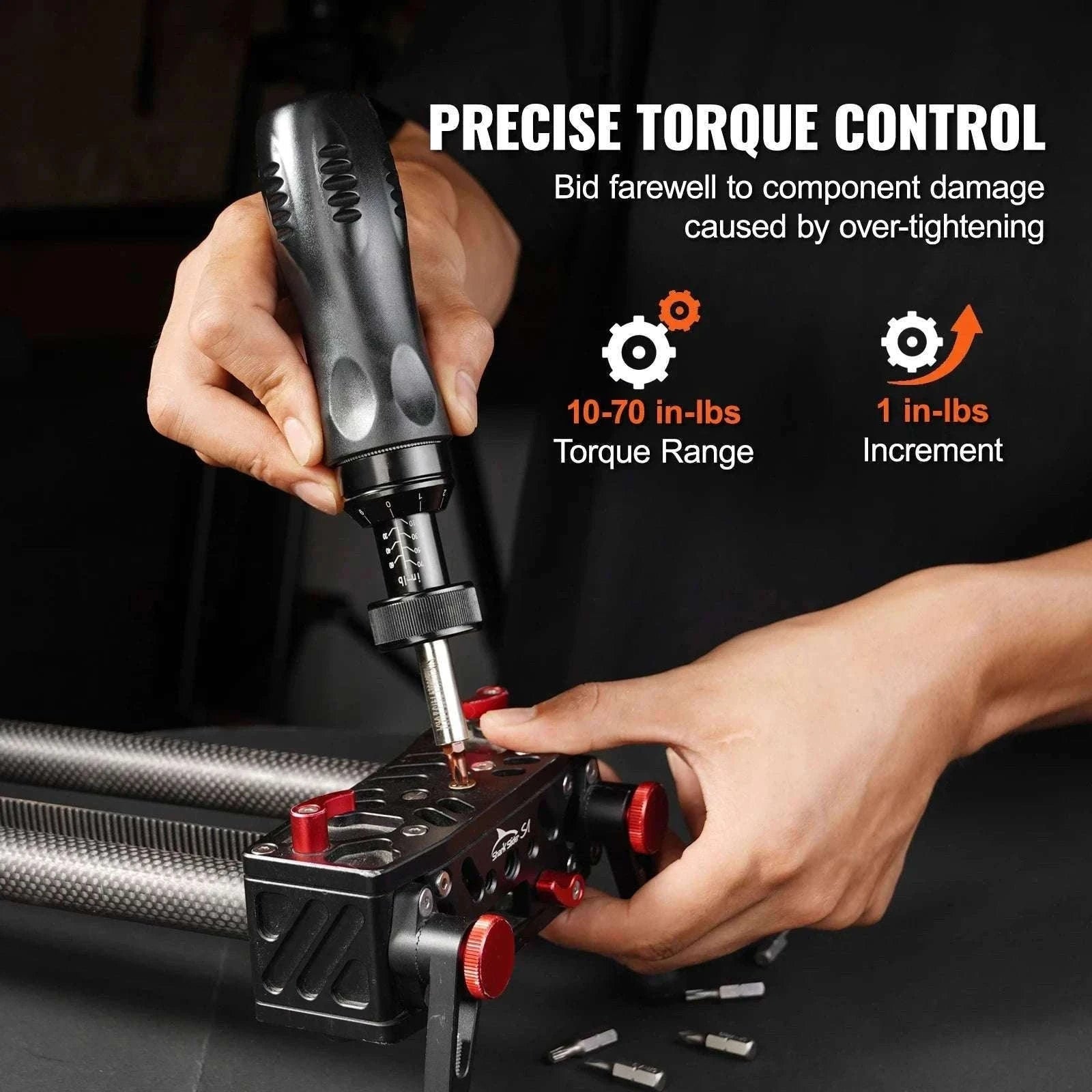 Adjustable Torque Screwdriver 10–70 in-lbs with Bits and Case-france