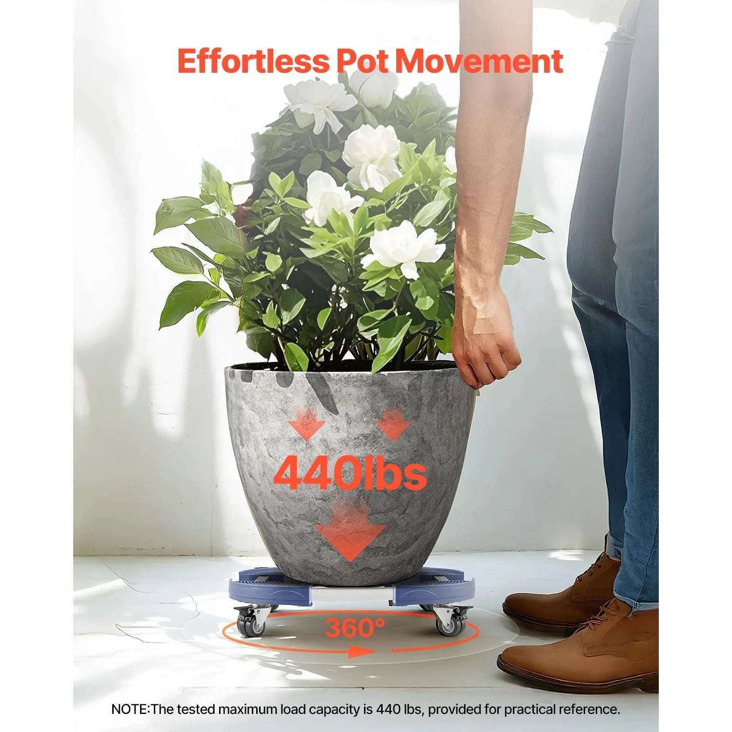 Adjustable Trash Can Dolly with Wheels 440lbs Heavy Duty Roller Base-Black / United States