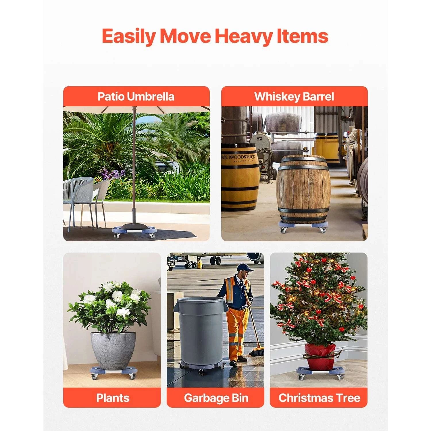 Adjustable Trash Can Dolly with Wheels 440lbs Heavy Duty Roller Base-Black / United States