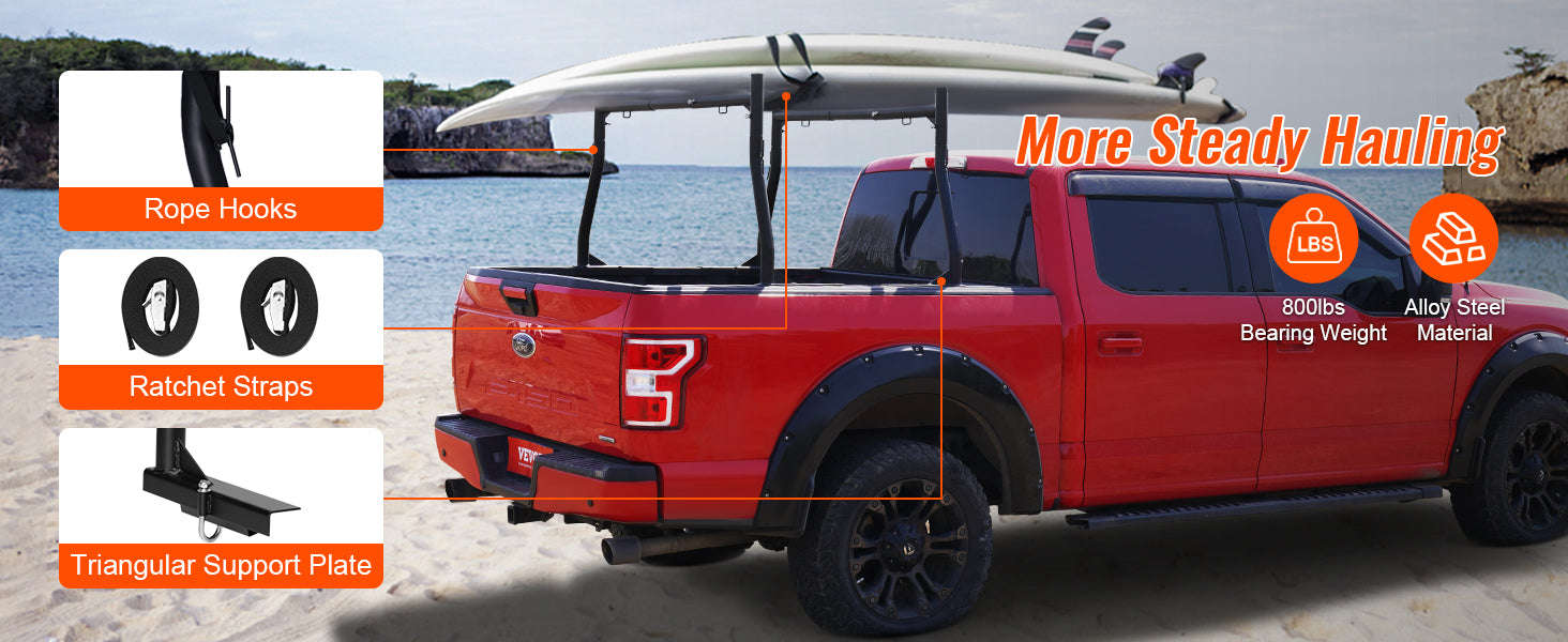 Adjustable Truck Ladder Rack 46-71 in 800 lbs Capacity Steel-31 inch / United States