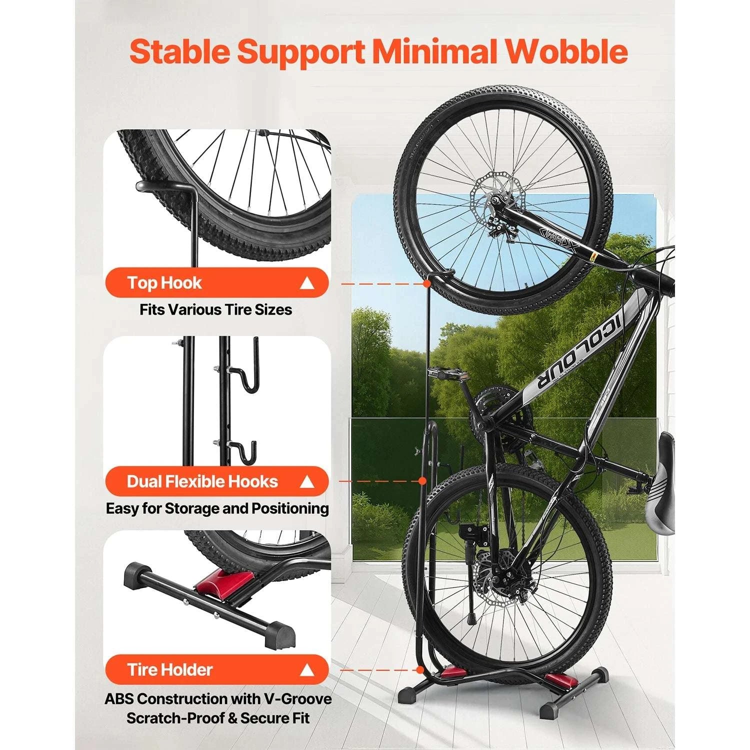 Adjustable Upright Bike Stand for 16–27.5" Bikes Indoor Storage-TypeD / 12 inch / United States