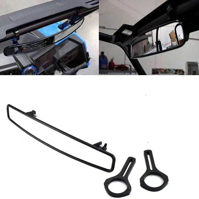 Adjustable UTV Rear View Convex Mirror with 2-Inch Clamp-black