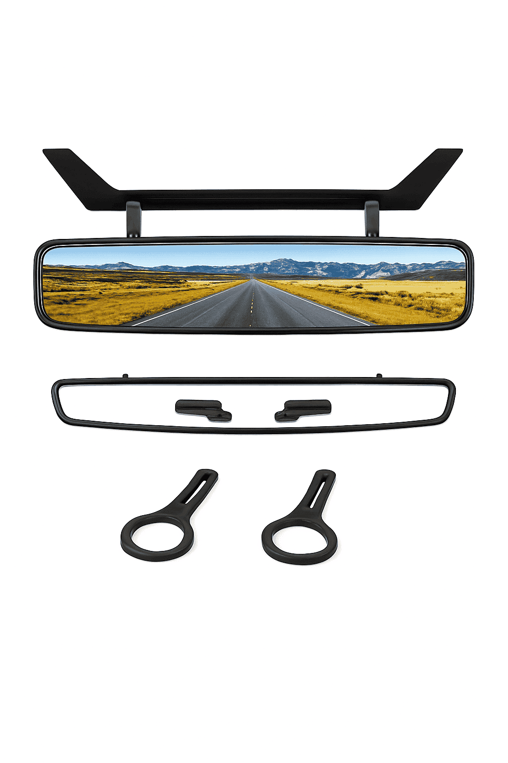 Adjustable UTV Rear View Convex Mirror with 2-Inch Clamp-black