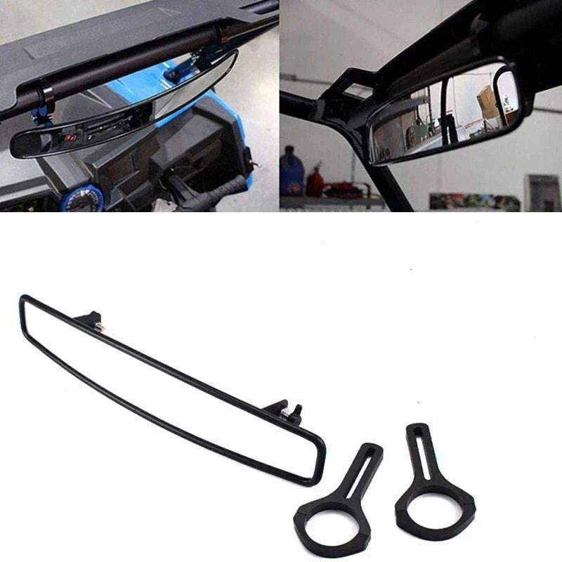 Adjustable UTV Rear View Convex Mirror with 2-Inch Clamp-black
