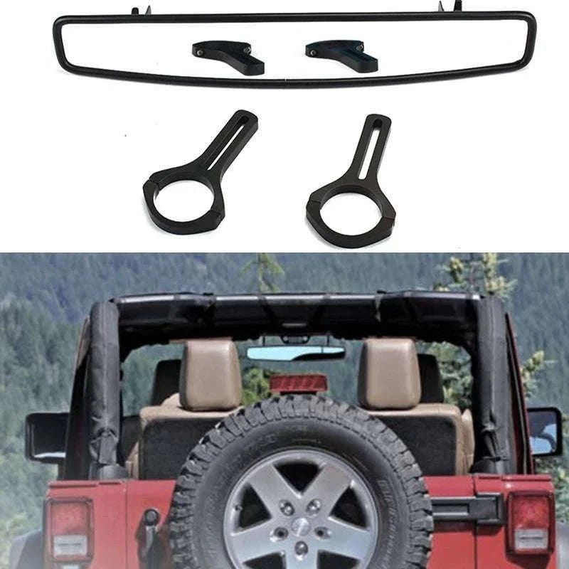 Adjustable UTV Rear View Convex Mirror with 2-Inch Clamp-black