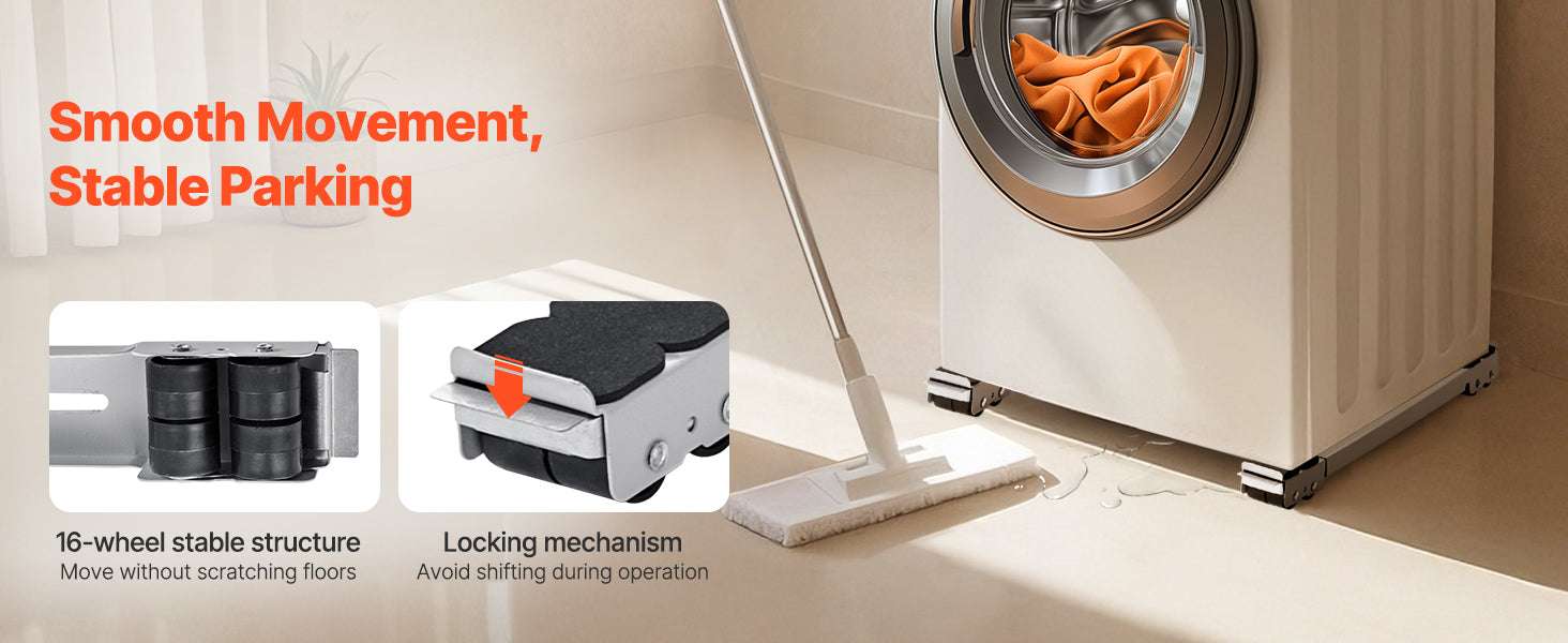 Adjustable Washing Machine Stand with Wheels 660 lbs Capacity-660 lbs / United States
