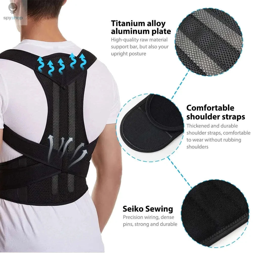 Adjustable Wearable Vest for Back and Shoulder Alignment-Black / 4XL