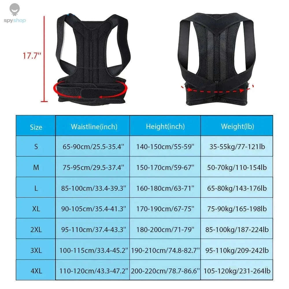 Adjustable Wearable Vest for Back and Shoulder Alignment-Black / 4XL