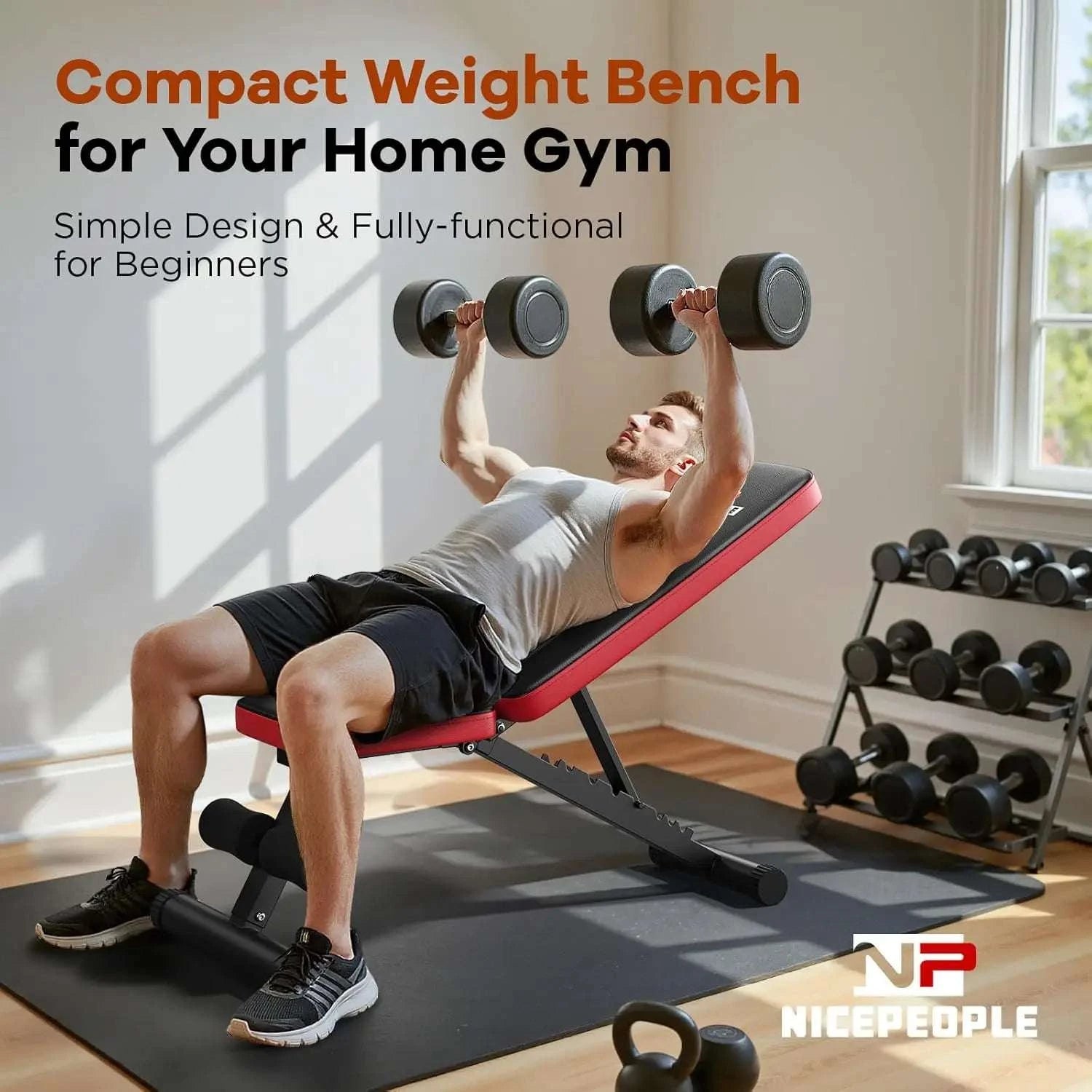 Adjustable Weight Bench with 8 Angles & 660LB Capacity for Home Gym-Black / United States