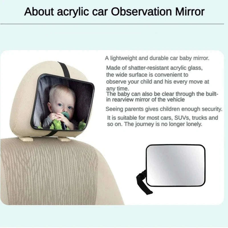 Adjustable Wide Car Baby Mirror for Clear Rear Seat View-Default Title