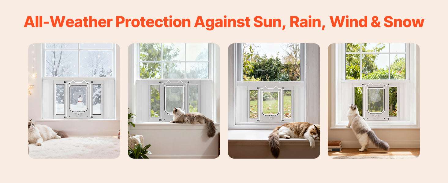 Adjustable Window Cat Door with 4 Lock Modes, 23–28 Inch Fit-15inch / United States
