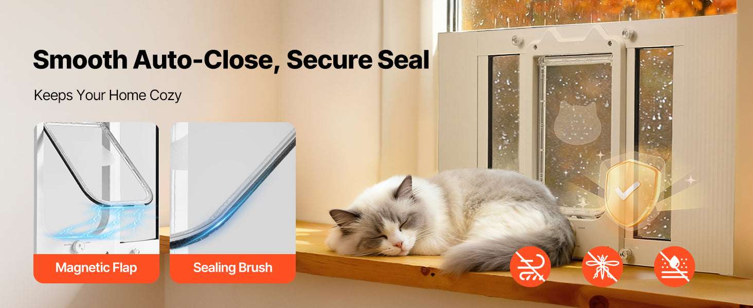 Adjustable Window Cat Door with 4 Lock Modes, 23–28 Inch Fit-15inch / United States