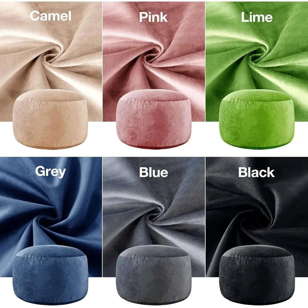 Adult-Sized 3-Foot Memory Foam Bean Bag Chair in Grey Velvet with Pull Handle and Side Pockets-United States