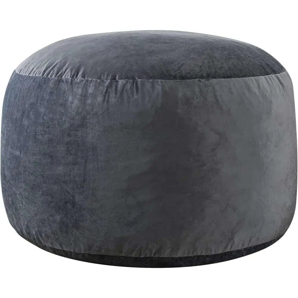 Adult-Sized 3-Foot Memory Foam Bean Bag Chair in Grey Velvet with Pull Handle and Side Pockets-United States