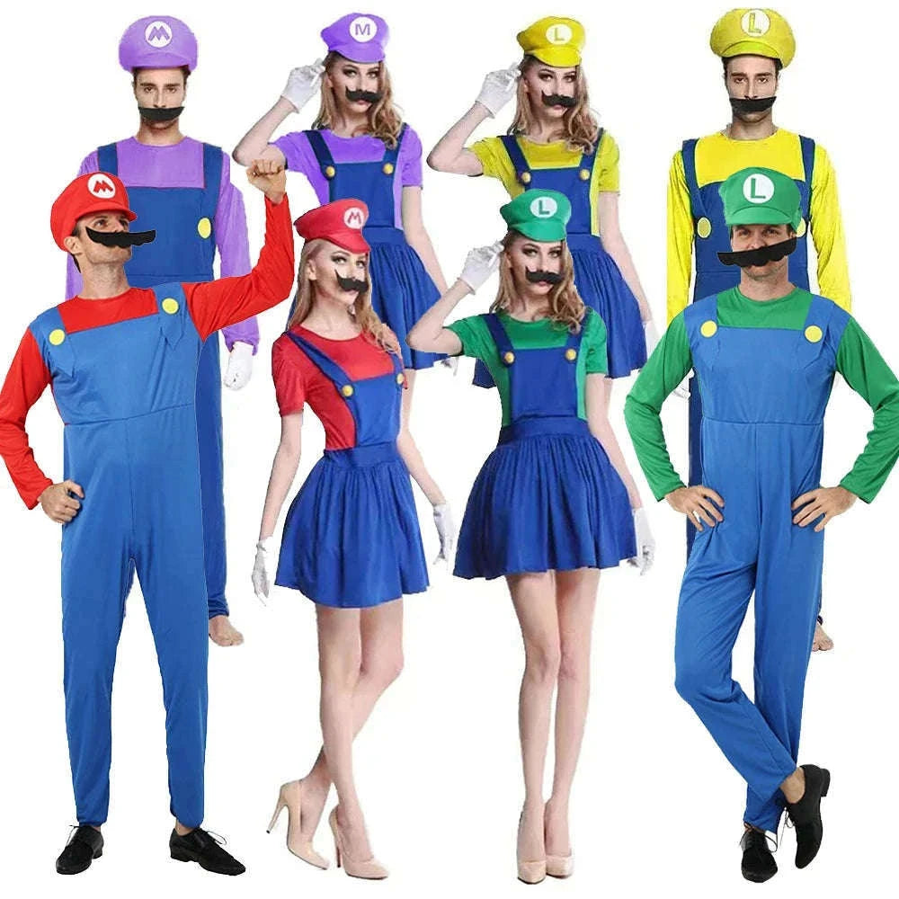 Adult Super Mario Luigi Costume Set with Hat and Gloves-Woman Green Suit / L