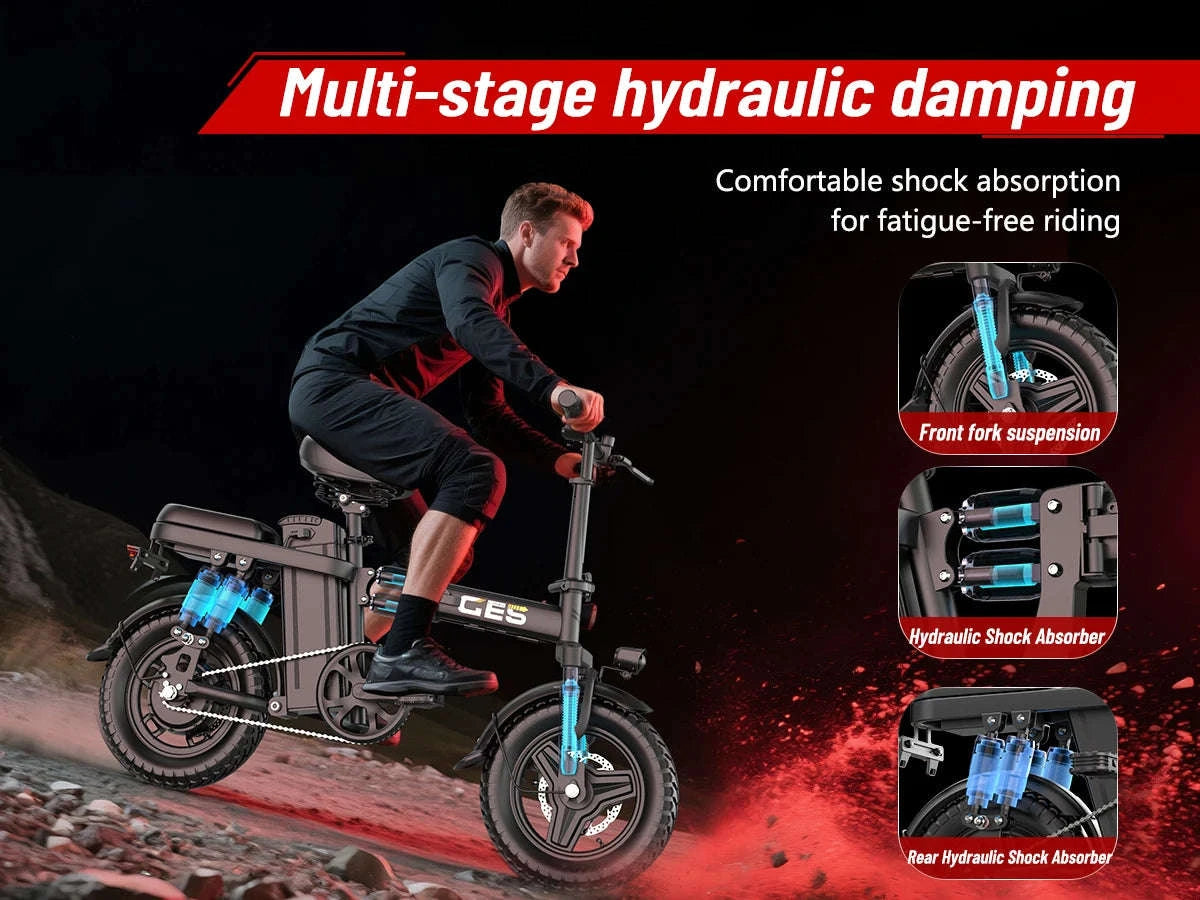 Adults Folding Electric Bike 500W 48V 15Ah 14 Inch-15AH Black / United States