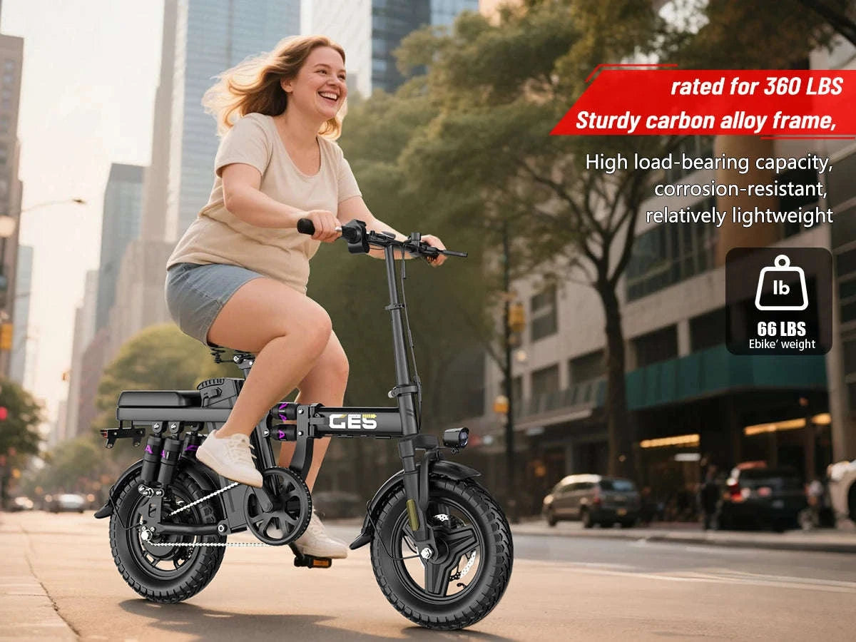 Adults Folding Electric Bike 500W 48V 15Ah 14 Inch-15AH Black / United States