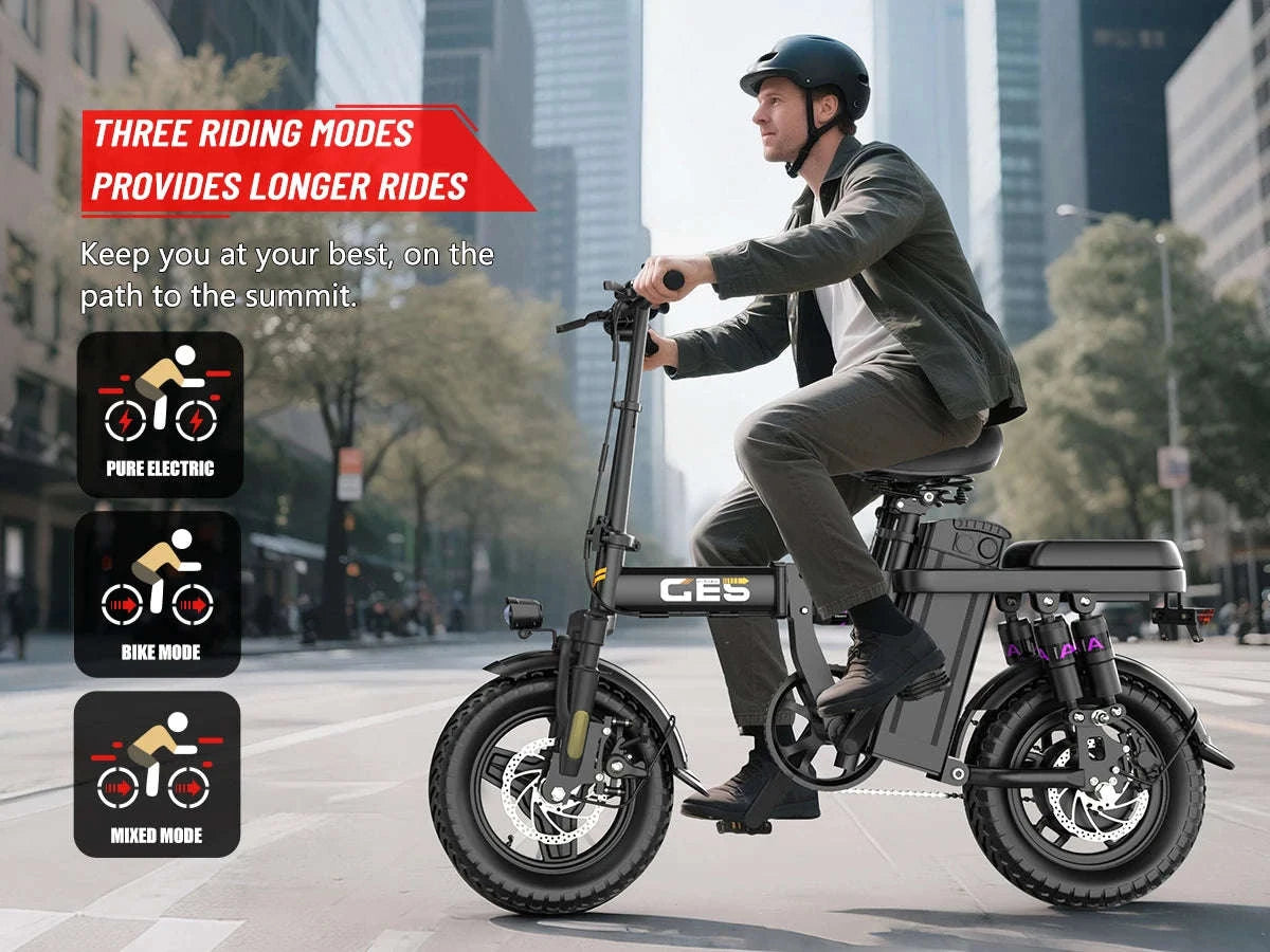 Adults Folding Electric Bike 500W 48V 15Ah 14 Inch-15AH Black / United States