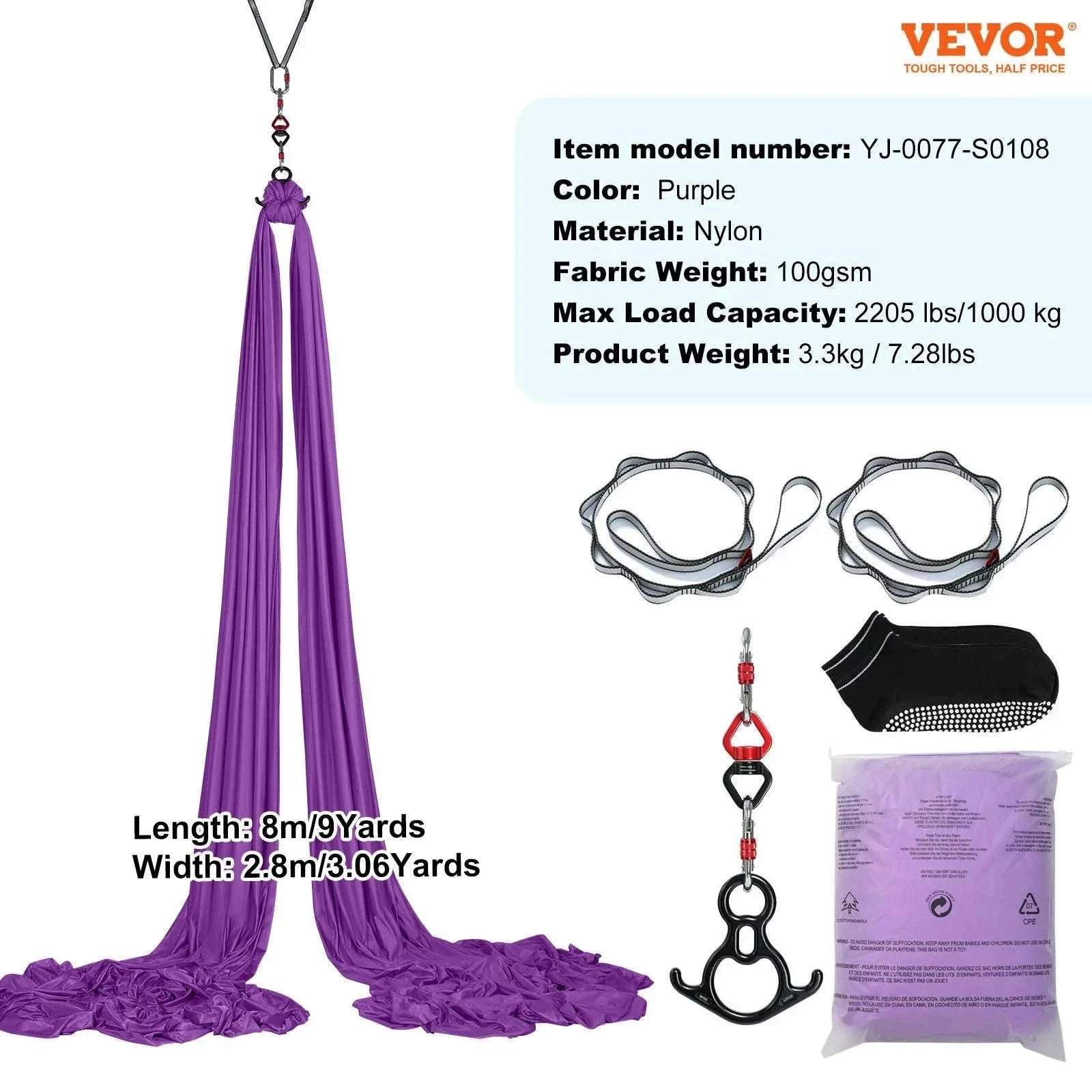 Aerial Yoga Hammock Swing Kit – 8.7–11 Yard Nylon Silk Set-green 8.22x2.8m / United States