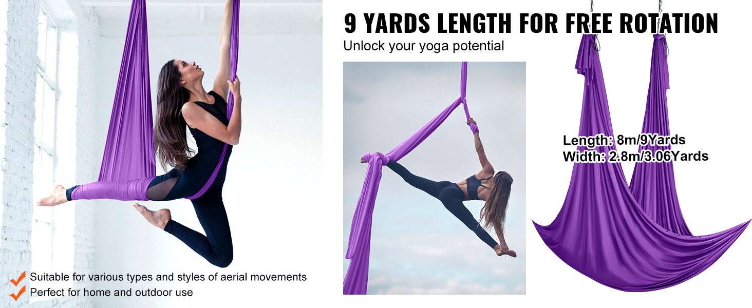 Aerial Yoga Hammock Swing Kit – 8.7–11 Yard Nylon Silk Set-green 8.22x2.8m / United States