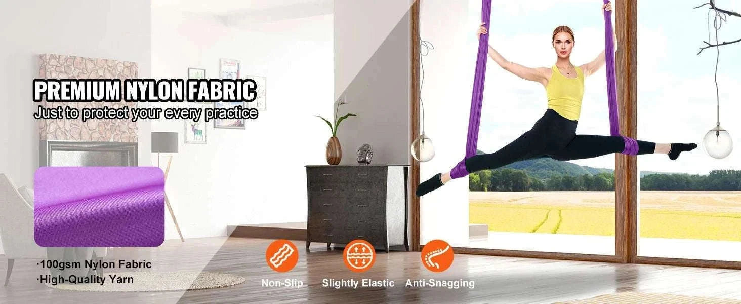Aerial Yoga Hammock Swing Kit – 8.7–11 Yard Nylon Silk Set-green 8.22x2.8m / United States