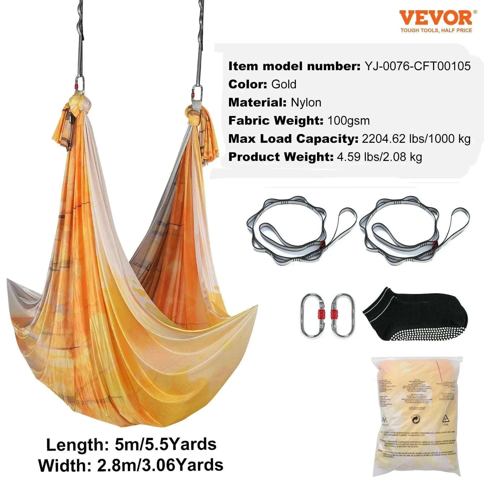 Aerial Yoga Hammock Swing Set with Full Rigging 5.5 Yards-Green / United States