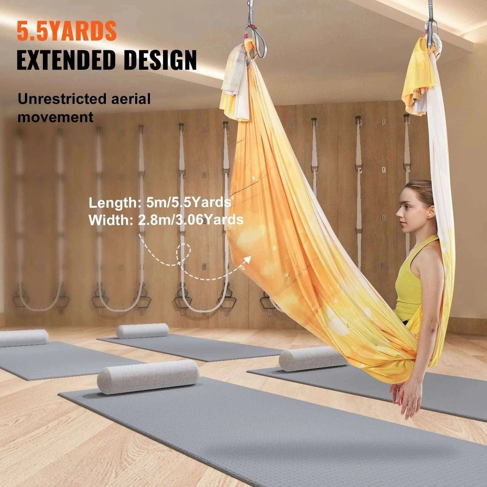 Aerial Yoga Hammock Swing Set with Full Rigging 5.5 Yards-Green / United States