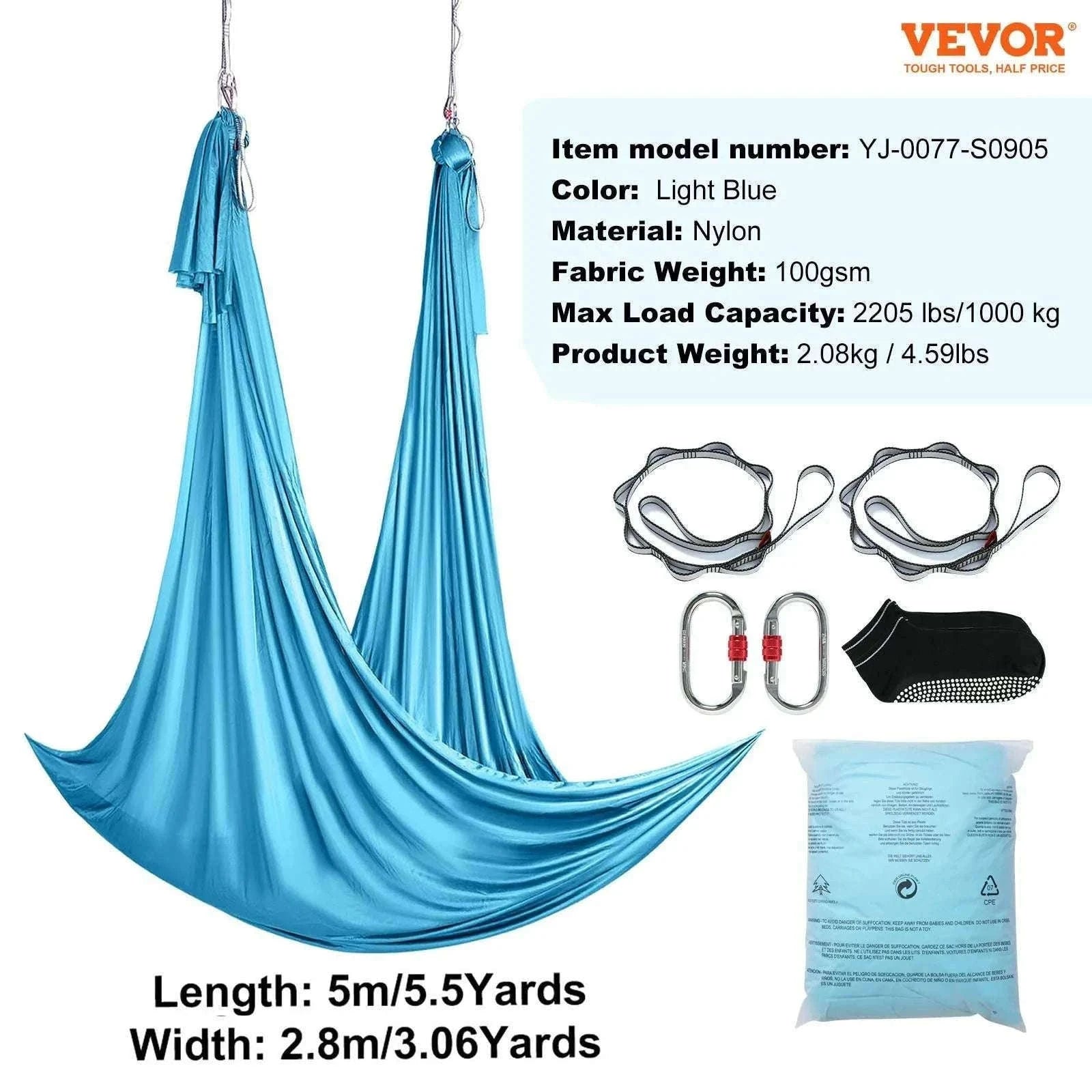 Aerial Yoga Hammock Swing Set with Full Rigging 5.5 Yards-Green / United States