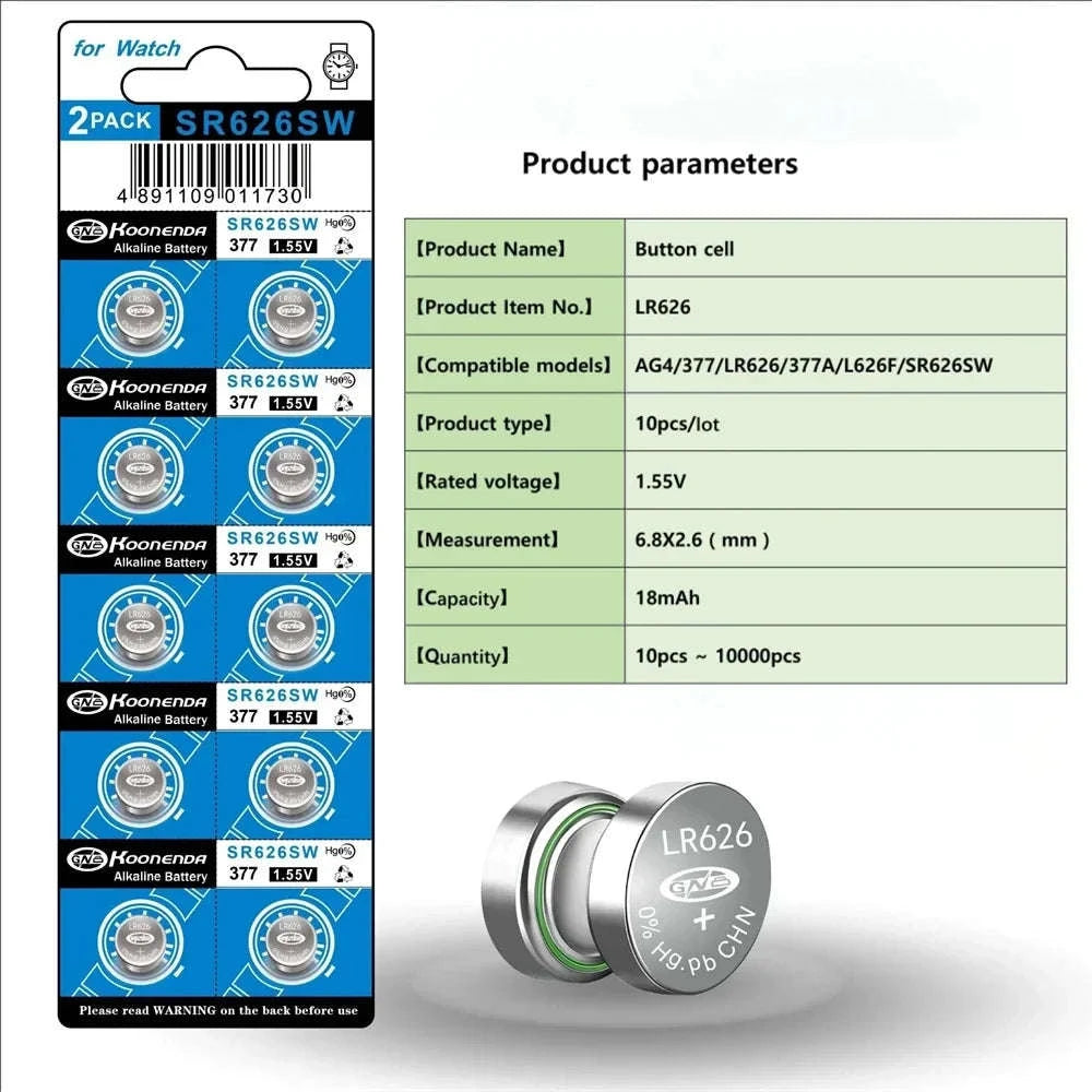 AG4 LR626 377 Button Cell Batteries 1.55V for Watches Toys (50/100PCS)-50PCS AG4 (GF) KN / United States