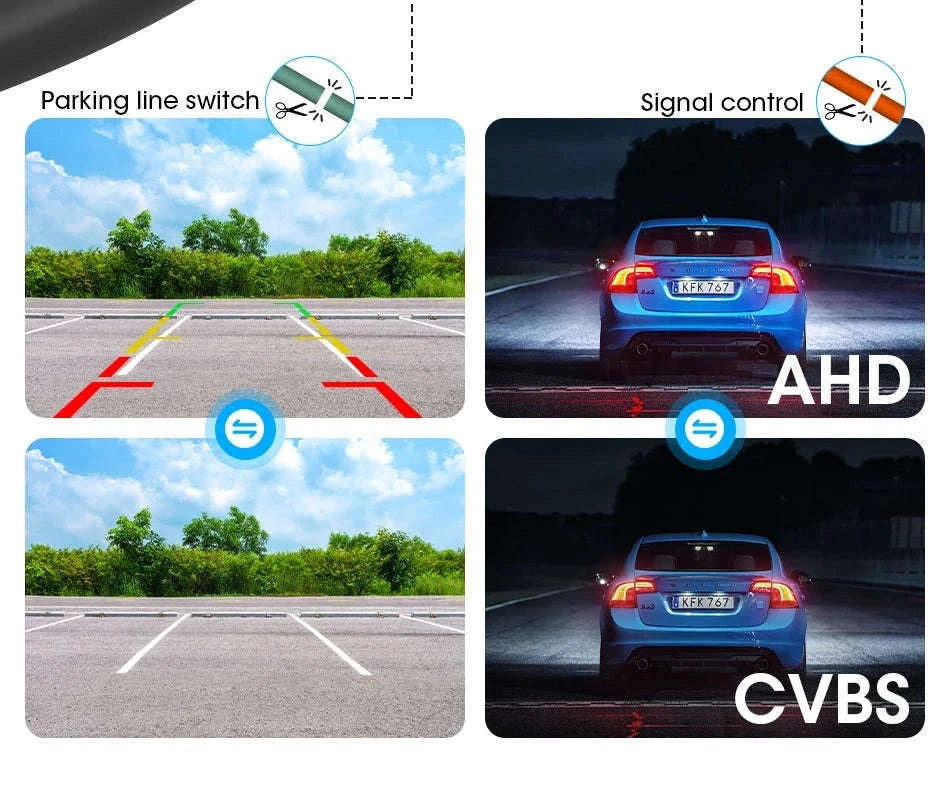 AHD 1080P CVBS Car Rear View Camera 170° Night Vision IP68 Waterproof-D-AHD 720P-White