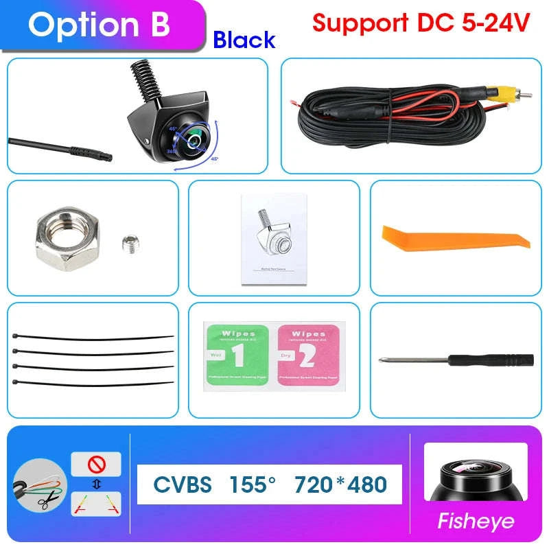 AHD 1080P CVBS Car Rear View Camera 170° Night Vision IP68 Waterproof-D-AHD 720P-White