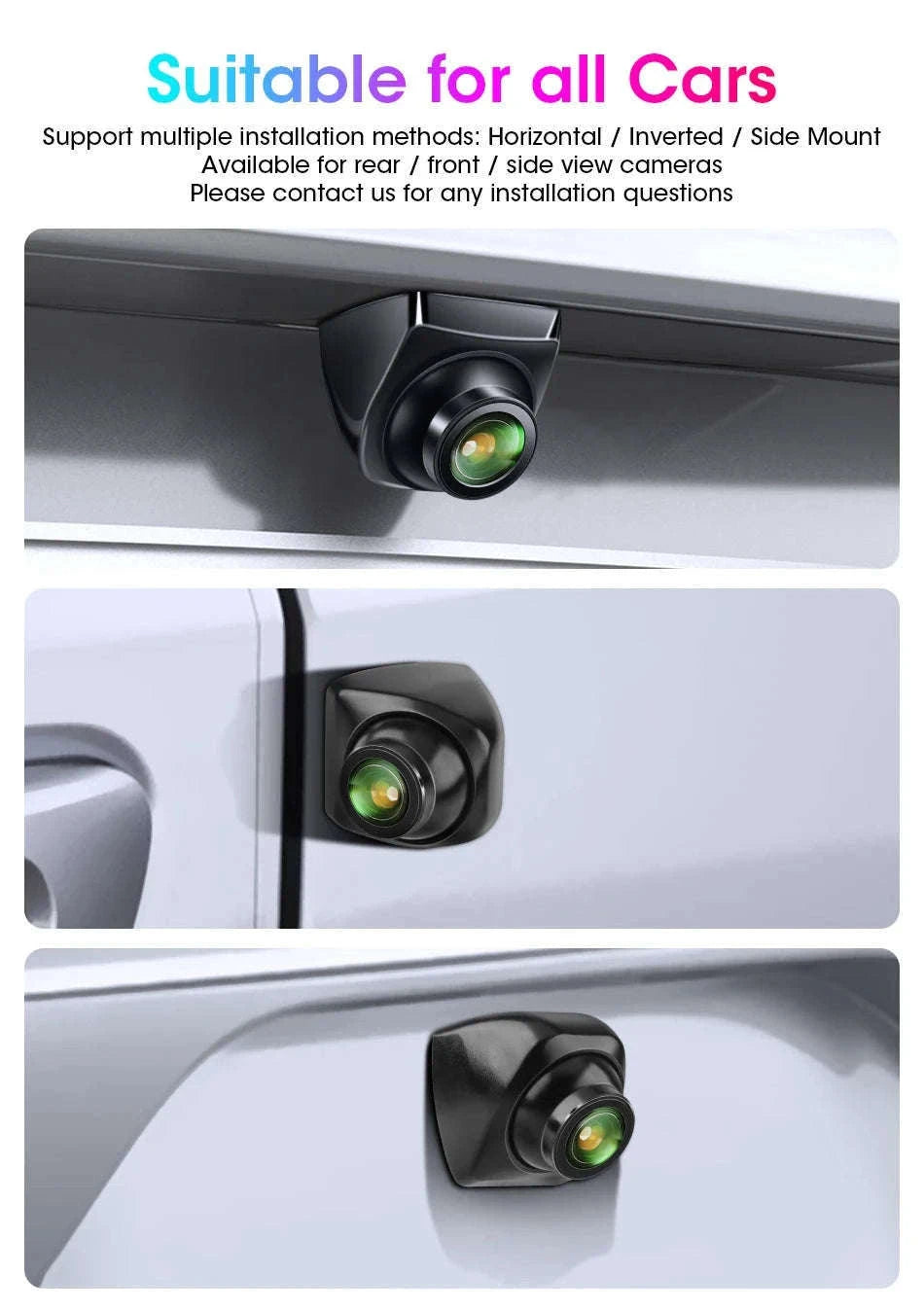 AHD 1080P CVBS Car Rear View Camera 170° Night Vision IP68 Waterproof-D-AHD 720P-White