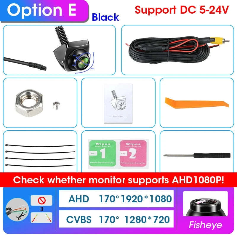AHD 1080P CVBS Car Rear View Camera 170° Night Vision IP68 Waterproof-D-AHD 720P-White
