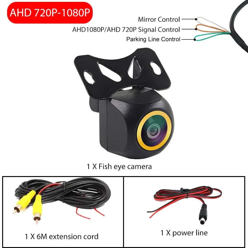 AHD CVBS HD Fisheye Reversing Camera IP67 Night Vision 170° 6m Cable-015-720P-1080P