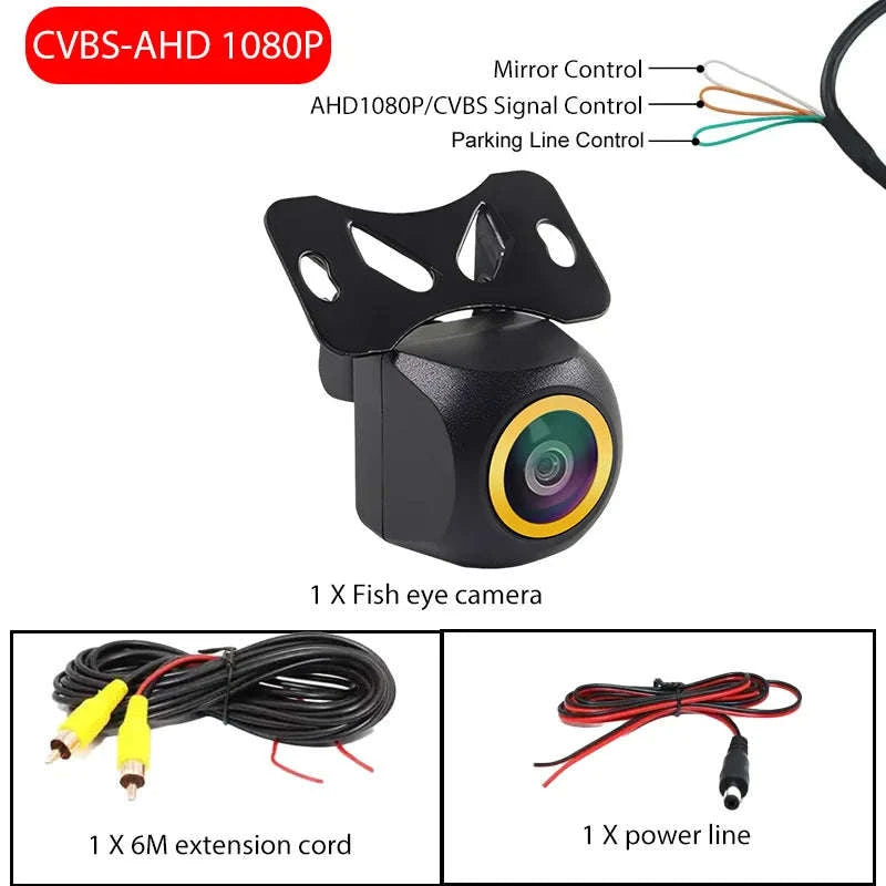 AHD CVBS HD Fisheye Reversing Camera IP67 Night Vision 170° 6m Cable-015-720P-1080P
