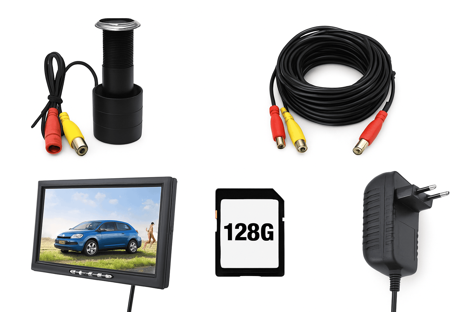 AHD Door Camera Kit with 1080p Fisheye Peephole Monitor-Only CVBS Camera / US Plug / PAL