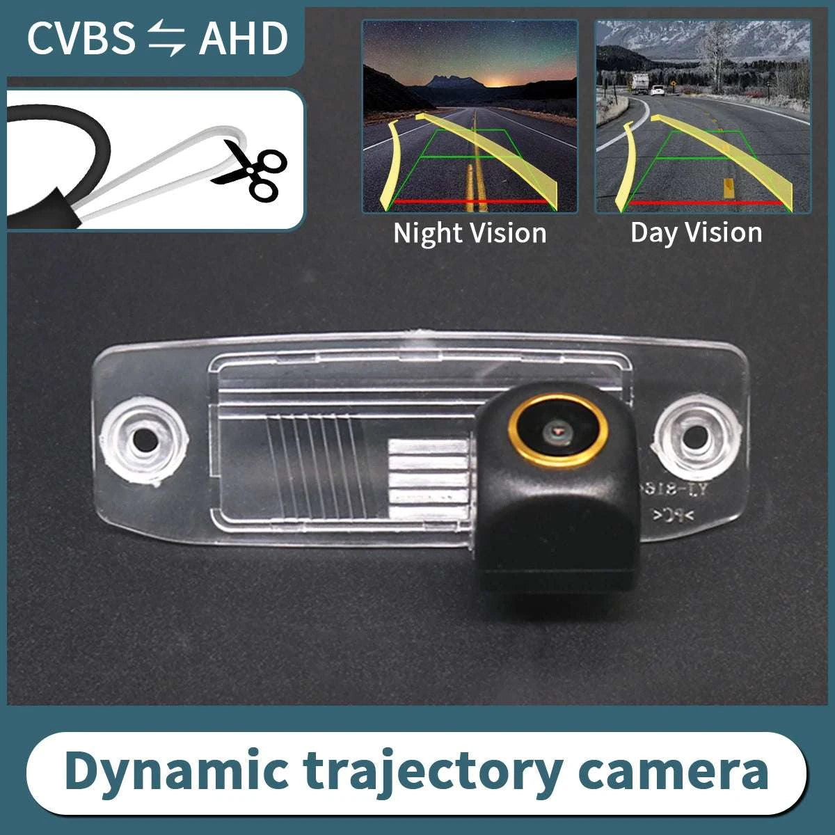 AHD Reverse Camera with Dynamic Trajectory for Kia Models-CVBS-AHD / 12 V