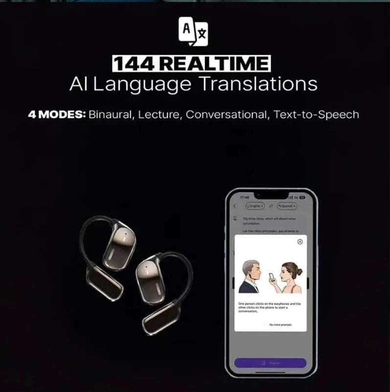 AI Language Translation Earbuds for Real-Time Conversations-Blue