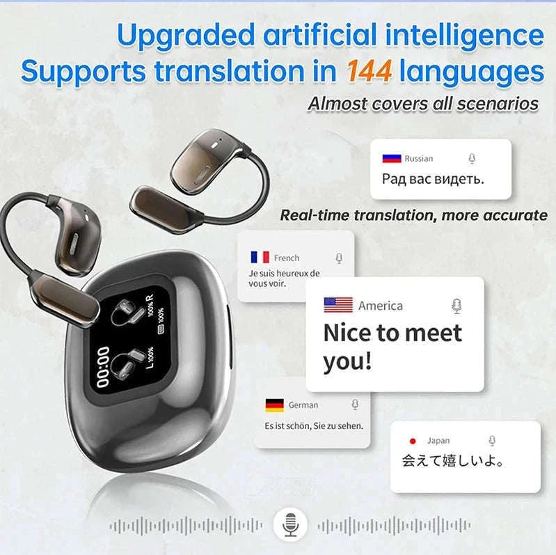 AI Language Translation Earbuds for Real-Time Conversations-Blue