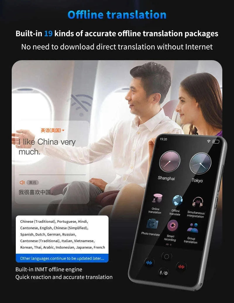 AI Language Translator Device with Real-Time Voice & Photo Translation-Gray / China Mainland