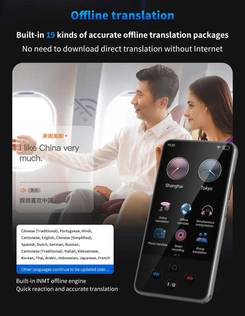 AI Language Translator Device with Real-Time Voice & Photo Translation-Gray / China Mainland
