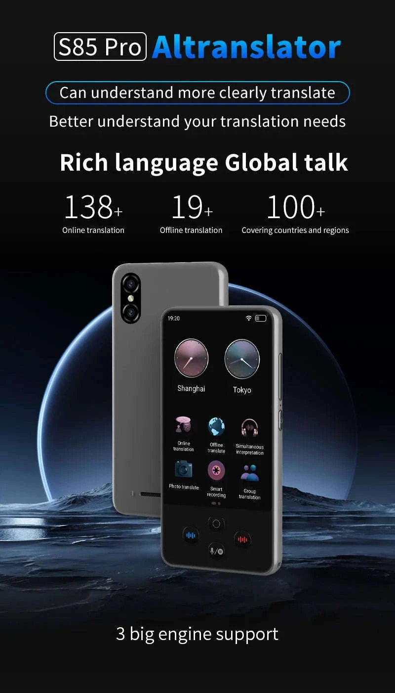 AI Language Translator Device with Real-Time Voice & Photo Translation-Gray / China Mainland