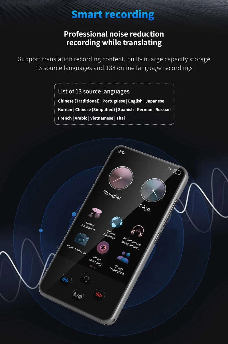 AI Language Translator Device with Real-Time Voice & Photo Translation-Gray / China Mainland